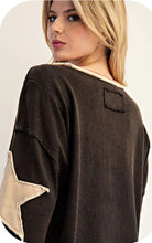 Load image into Gallery viewer, Snow Washed Star Patch Long Sleeve Top ✨
