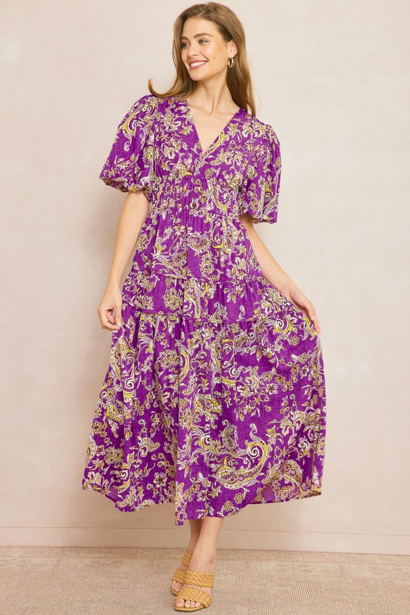 Violet Floral Maxi Dress