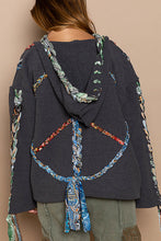 Load image into Gallery viewer, Bohemian Knitted Peace Hoodie in Charcoal
