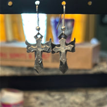 Load image into Gallery viewer, Gothic Cross Pewter earrings
