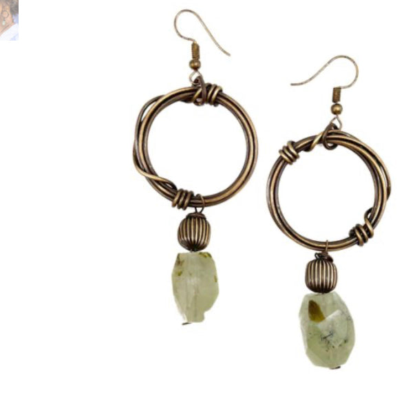 Prehnite loop earrings