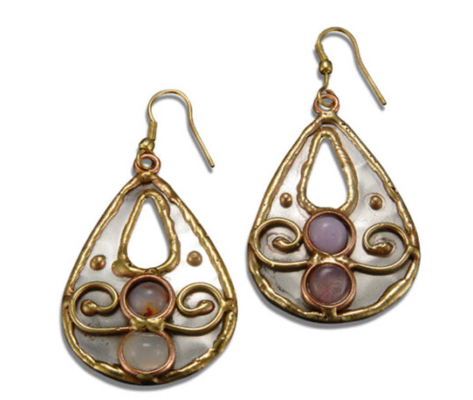 Teardrop mixed metal earrings